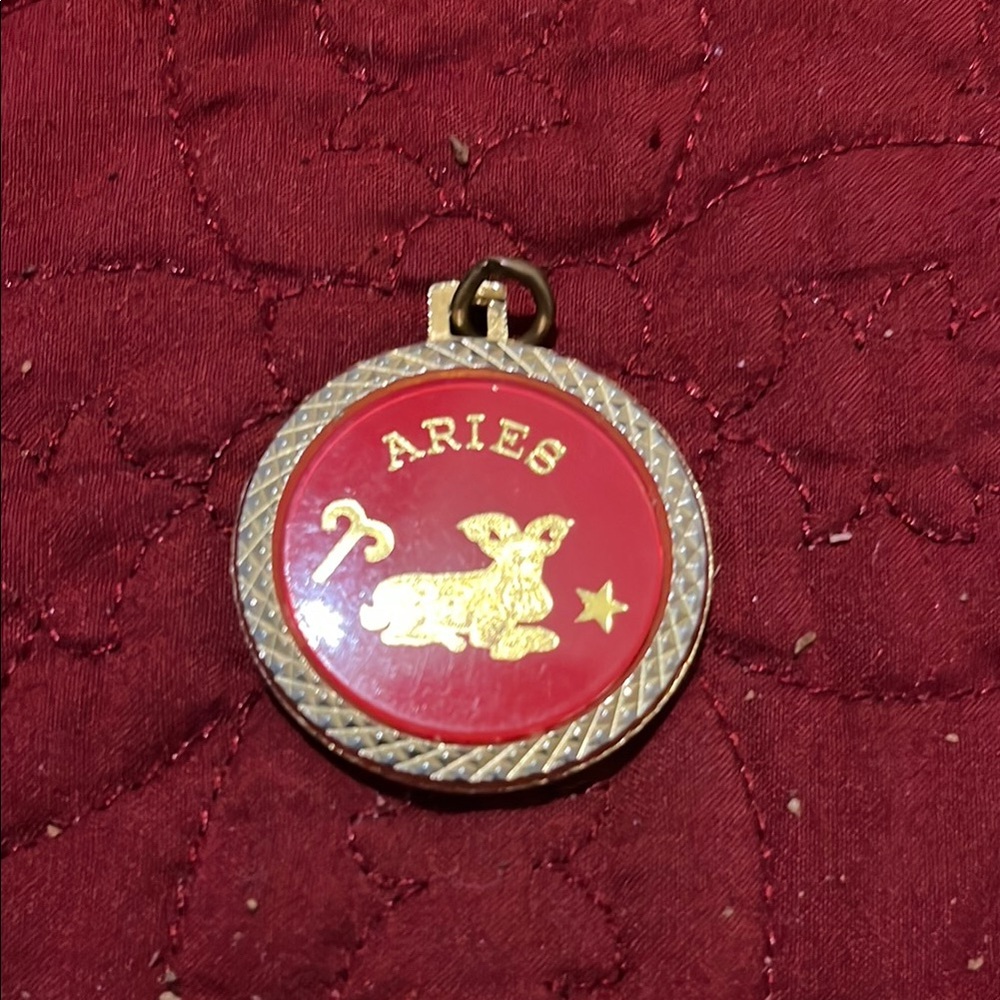 Aries Red and Gold Necklace Pendant